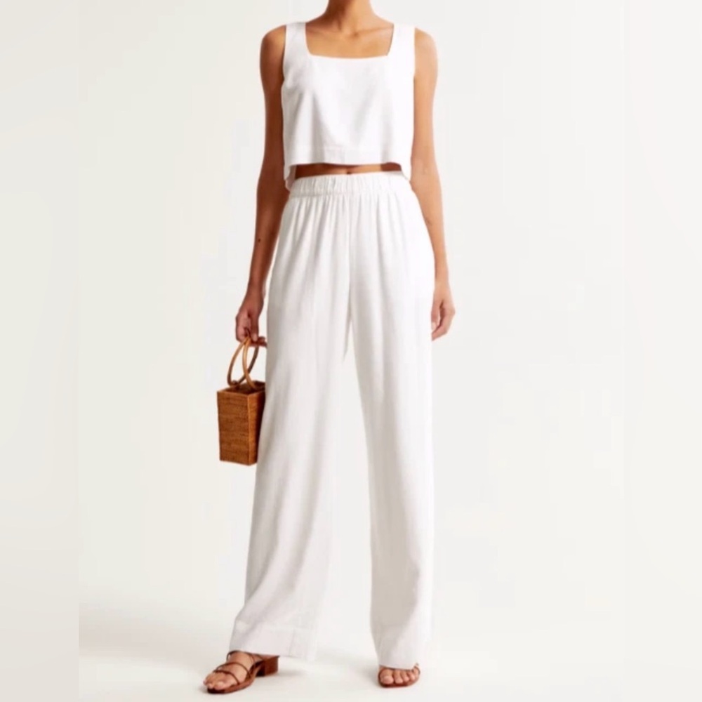 Abercrombie & Fitch White Linen Pants - XXXL Long